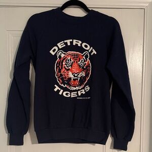 Detroit Tigers Vintage Navy Blue Crewneck